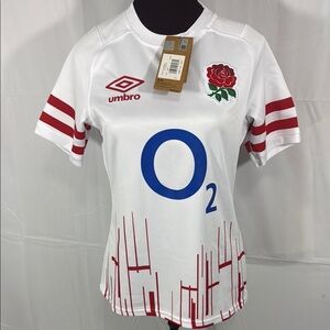 Umbro England White and Red Women’s Rugby Jersey Size Small